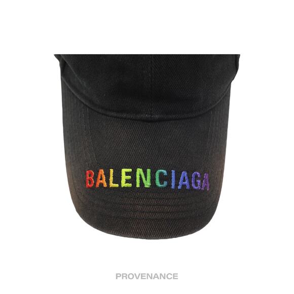 🔴 Balenciaga Embroidered Rainbow Logo Cap - Washed Black - Picture 6 of 12